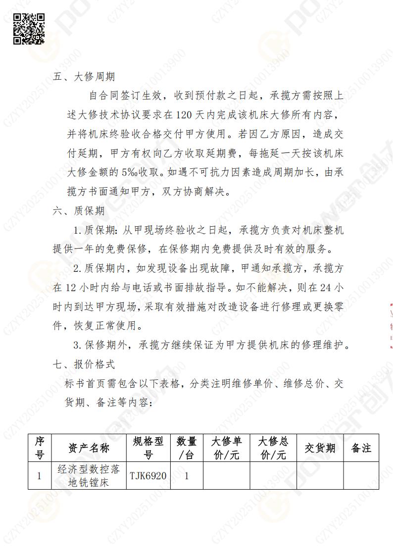 苏州ag旗舰厅矿山设备有限公司大修镗铣床招标公告(图9)